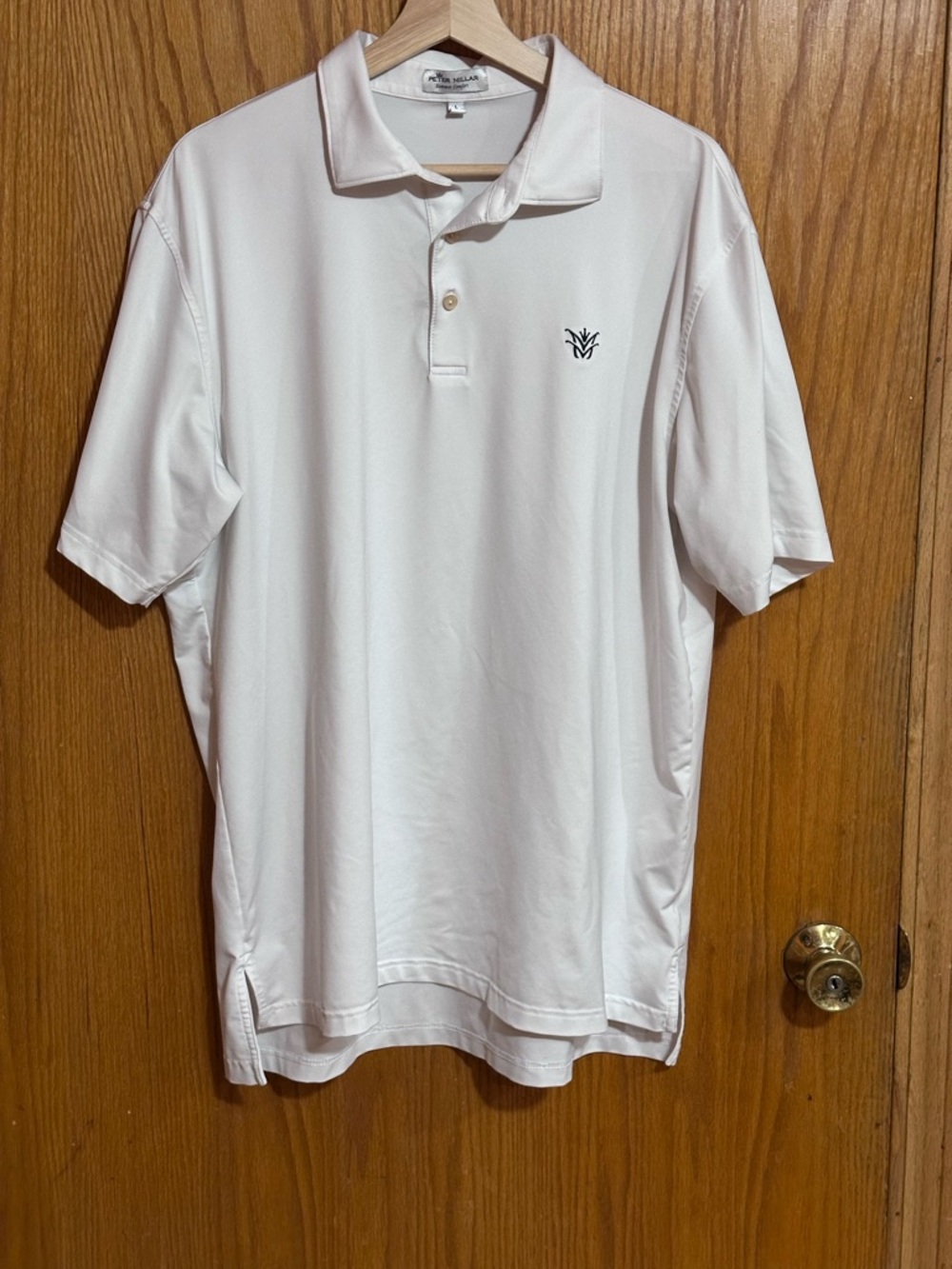Peter Millar White Short-Sleeve Performance Polo sz LG golf